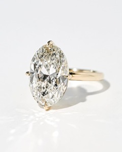 8CT Oval Cut Lab-Grown Diamond Ring 14k Solid Yellow Gold 2.2 MM Half Rounded Band Wedding Gift Ring For Women - Product Image 2