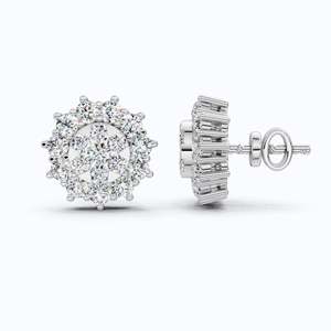 ต่างหูเพชรทรงกลุ่มแบบ Halo ทองคำ 10KT สีเหลือง น้ำหนัก 0.95 กะรัต เพชรเพาะเลี้ยงในห้องปฏิบัติการ รับรองโดย IGI เครื่องประดับงานหมั้น งานแต่งงาน แบบคลาสสิก - Product Image 4