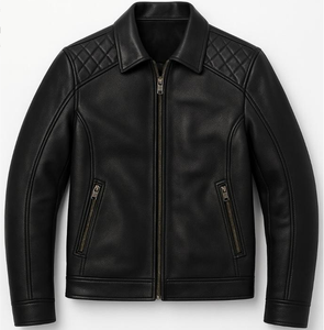 Chaqueta de Cuero Genuino Nueva para Hombre, Chaqueta de Invierno con Cuello Alto, Abrigo de Cuero Real, Talla Grande, a la Moda - Product Image 1