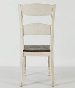 Silla de Comedor Madison County Ladderback, Madera de Teca Sólida con Acabado Blanco Vintage - Product Image 2