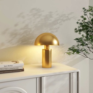 Decorative Hammered Brass Table Lamp with Cotton Shade, Unique Home <b>Lighting</b> Piece - Product Image 2