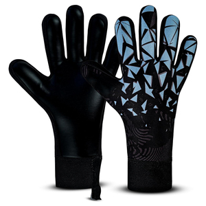 2026 New Unisex Football Goalkeeper <b>Gloves</b> Full Finger Non Slip Breathable PU Sublimation Print <b>Black</b> Blue Geometric Design - Product Image 1