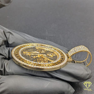 Colgante de Moneda Mexicana de 50 Pesos Estilo Hip Hop, con Diamantes VVS Cultivados en Laboratorio, Chapado en Oro, Joyería para Hombre - Product Image 5