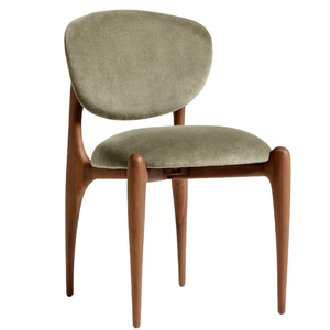 Luxury Teak Wood <b>Dining</b> <b>Chair</b> with Curved Velvet Upholstered Cushion - Product Image 1
