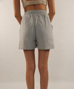 Shorts en lin taille haute pour femmes avec cordon de serrage, coupe ample, couleur unie, respirants, shorts d'été décontractés - Product Image 2