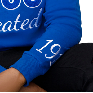 Sudadera Sigma Chenille Azul para Hombre, con Letras Griegas, Cuello Redondo, Premium, para Fraternidad HBCU, Detalle en la Manga 1914 - Product Image 6