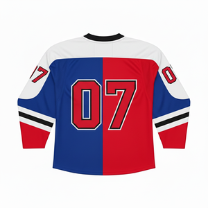 Dernier design original de maillot de hockey sur glace unisexe, nom et numéro d'équipe personnalisés imprimés, 100% polyester respirant de haute qualité - Product Image 2