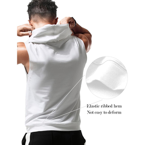 Débardeur à capuche sans manches pour homme, couleur unie, tricoté, respirant, coupe ajustée, décontracté, pour l'été, 100 % coton, imprimé numérique orange - Product Image 6