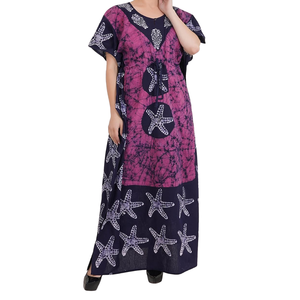 Robe en coton imprimé caftan Col en V Manches demi-évasées Longueur au sol Ourlet évasé Unisexe Soirée/Formelle Vintage A-Line Exportateur indien - Product Image 3