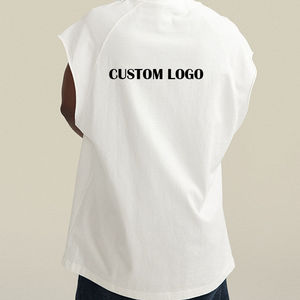 Custom <b>Logo</b> Men's Sleeveless Cotton Jersey T-Shirt Oversized O-Neck Street Style Breathable Front Print - Product Image 4