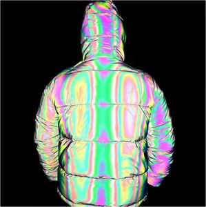 Veste d'hiver matelassée tendance 2026 avec logo personnalisé, haute visibilité, réfléchissante arc-en-ciel, de qualité supérieure pour homme - Product Image 3