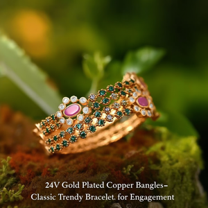 24K Gold Plated <b>Copper</b> <b>Bangles</b>-Classic Trendy Bracelets for Engagement - Product Image 3
