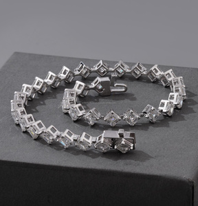 Asscher Cut Lab Grown Diamond <b>Bracelet</b> in 14K White Gold, Elegant Luxury Tennis <b>Bracelet</b> for Women, Bridal Anniversary Gift - Product Image 4