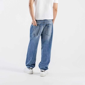กางเกงยีนส์ผู้ชายทรงตรง สีน้ำเงิน ผ้ายืด สโตนวอช สไตล์ลำลอง ทันสมัย ใส่สบาย เหมาะสำหรับใส่ทุกวัน - Product Image 5