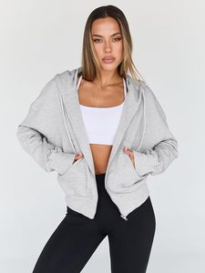 Womens Zip Up Hoodies Cropped <b>Jackets</b> Fall Outfits 2026 | lightweight comfort material, slouchy drop shoulder - Product Image 3