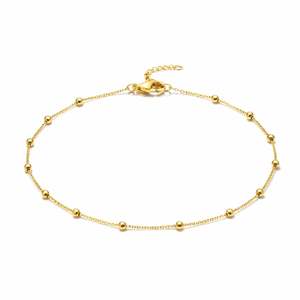 Hallmark Silver Minimal <b>Gold</b> Plated <b>Beaded</b> Chain <b>Bracelet</b> - Product Image 3