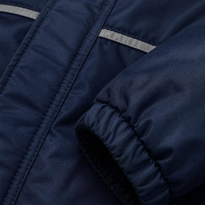 <b>Boys</b> Navy Blue Hooded Snowsuit Full Length Waterproof Winter Wear Casual Style Solid Color Zipper Closure - Product Image 6