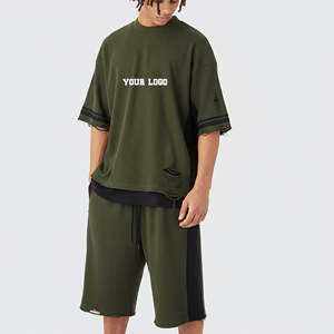 Factory Price High Quality Men T-<b>shirt</b> Shorts Set <b>Polyester</b> Cotton Unisex High Street Casual Summer Fashion Breathable Print - Product Image 4