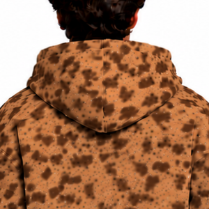 Sweat-shirt à capuche oversize décontracté marron camel imprimé léopard, en molleton doux avec cordon de serrage et poche kangourou, style streetwear - Product Image 4