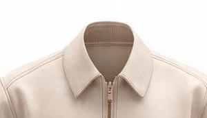 เสื้อแจ็คเก็ตบอมเบอร์ผู้ชายสีเบจ หนัง PU ปกคอพับ ปิดด้วยซิป สไตล์ลำลอง ทรงปกติ ใส่ได้ในฤดูใบไม้ร่วง - Product Image 2