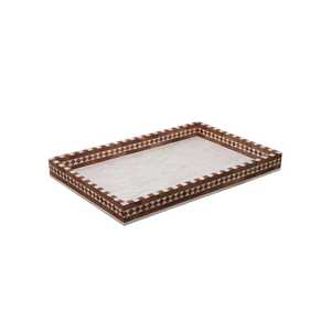 Signature Luxury Bone Inlay <b>Round</b> Decorative Organizer Tray with Handcrafted Mosaic Artwork for Coffee <b>Table</b>, <b>Console</b>, Dresser - Product Image 3