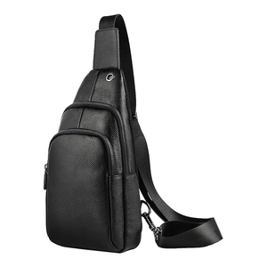 Bolso de pecho minimalista de PU, bolso de hombro con cierre de cremallera, antirrobo, uso diario, todas las estaciones, negro - Product Image 1