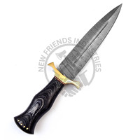 Nouvelle édition personnalisable de couteau de chasse et de survie en acier Damas à double tranchant, manche en bois, pour camping et activités de plein air