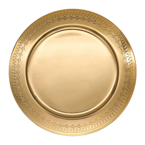 Luxury Gold Charger <b>Plate</b> Round Metal <b>Decorative</b> Serving <b>Plate</b> for Wedding Banquet Dining Table and Home Decoration - Product Image 4