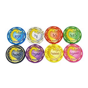 ถาดใส่ชิปโป๊กเกอร์เซรามิก 10 กรัม 40 มม. คุณภาพสูง ปรับแต่งได้ โลโก้สีหรูหรา ชิปโป๊กเกอร์ดินเหนียวสำหรับคาสิโน ดีไซน์เฉพาะตัว - Product Image 1