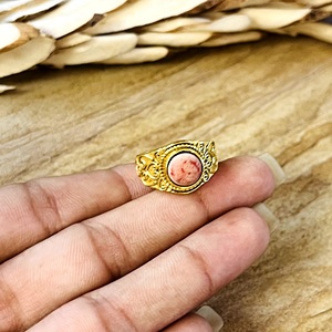 Trendy Boho Turquoise Engagement <b>Ring</b> Tribal Brass Jewelry Women 18K <b>Gold</b> Plated Bezel Set Geometric <b>Cocktail</b> <b>Ring</b> Third Party - Product Image 2