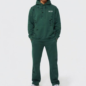 <b>Top</b> Selling <b>Distressed</b> Tracksuit Fashion Casual Set Stylish Comfortable Matching Outfit For Men Daily Wear Street Style - Product Image 1