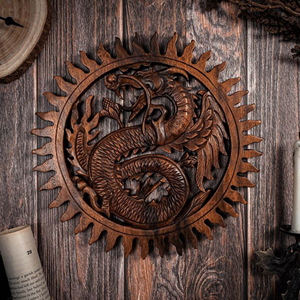 Handmade Wooden Dragon Collectible Figurine Premium Carved Dragon Home Ornament Wholesale Wood Dragon Sculpture Factory - Product Image 5