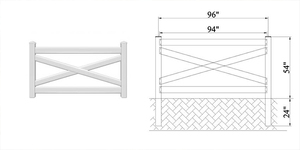 Valla de plástico blanca para caballos, tipo Crossbuck, con rieles divididos, de vinilo, para corrales y paddocks. - Product Image 6