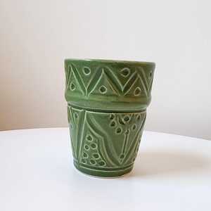 Vintage Outer Pattern Bohemian Light Engrave Pattern Ceramic Coffee <b>Cup</b> and Saucer Set with Handle Exquisite Export By UO - Product Image 3