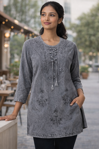 Mini Vestido Casual de Rayón Tejido con Bordado y Top - Product Image 2