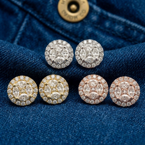 ต่างหูเม็ดกลมสีขาวทอง18K ลายดอกไม้ที่ยอดเยี่ยม - Product Image 5