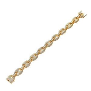 Pulsera de Diamantes Moissanite Iced Out Chapada en Oro, Eslabones Cubanos Cuadrados, Joyería Iced Out, Pulseras y Brazaletes de Diamantes Unisex - Product Image 1