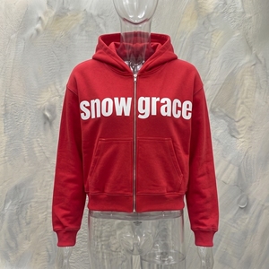 Snowgrace <b>Red</b> Zip-Up Hoodie <b>Men's</b> Casual French Terry Hooded <b>Sweatshirt</b> Regular Fit Autumn Wear - Product Image 3