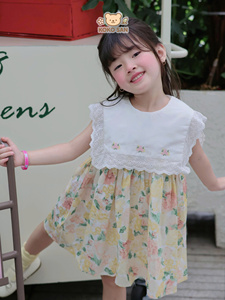 ชุดเดรสลูกไม้ลายดอกไม้สำหรับเด็กผู้หญิง ชุดเดรสเจ้าหญิงแขนกุด ชุดลำลองฤดูร้อน ชุดลำลองสำหรับเด็กผู้หญิง - ชุดโคโค่ซัน 012 - Product Image 2