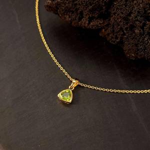 Collar con colgante de peridoto natural, plata de ley 925, chapado en oro de 14 quilates, piedra preciosa verde, regalo de joyería para mujer - Product Image 4