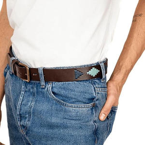 polo belt handcrafted leather waist <b>accessory</b> designed with colorful woven pattern for casual wear riding style and daily use - Product Image 3