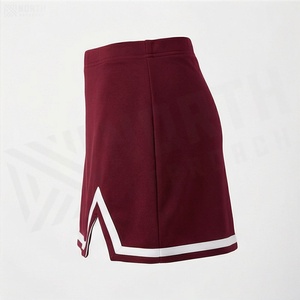 Mini-jupe asymétrique bordeaux pour femme avec bordure blanche, design sportif, taille élastique, tissu polyester respirant - Product Image 3