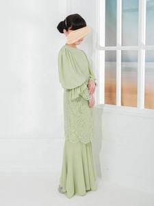 SIPO Malasia niños elegante Color sólido patrón moderno doble capa gasa Puff Baju Kurung dulce poliéster Abaya - Product Image 3