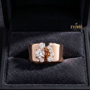 Anillo de Diamantes Cultivados en Laboratorio con Banda Ancha y Abertura, Oro de 14K, Anillo de Lujo para Mujer - Product Image 5