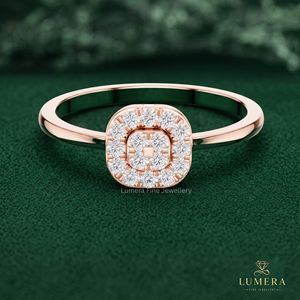 Anillo de Eternidad con Halo Floral en Oro Rosa, Diamante Cultivado en Laboratorio, Corte Brillante Redondo, Joyería Fina para Propuesta de Matrimonio, para Damas - Product Image 2