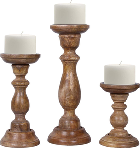 Figura Decorativa de Madera Pulida Hecha a Mano, Ecológica, en Forma de Pilar, Decoración Clásica para el Hogar, Estilo Vintage, MULTI CRAFT - Product Image 4