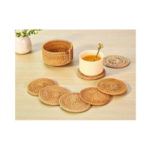 Posavasos/Alfombrillas Circulares de Ratán Natural en Oferta, Decorativas para Mesa, para Bodas, Fiestas y Eventos, Portavasos para Copas de Vino y Jugos - Product Image 2