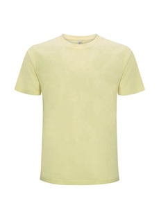 เสื้อยืดคอกลมแขนสั้นสีเหลืองอ่อนสำหรับผู้ชาย ทรงปกติ ผ้าฝ้าย 100% สีพื้น ผ้าเจอร์ซีย์ถัก ย้อมสีเรียบ รุ่น 2027 - Product Image 1