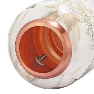 Copper Water Dispenser with Tap and Lid, Floral Printed Copper Water <b>Storage</b> <b>Jar</b>, Decorative Hammered Copper Beverage Dispenser - Product Image 4
