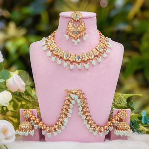 Conjunto de Collar de Diseño Clásico, Lindo y Moderno, con Cuentas de Perlas y Piedras de Cristal Natural, de Acero Inoxidable, para Bodas y Otras Ocasiones -10575553MG - Product Image 3